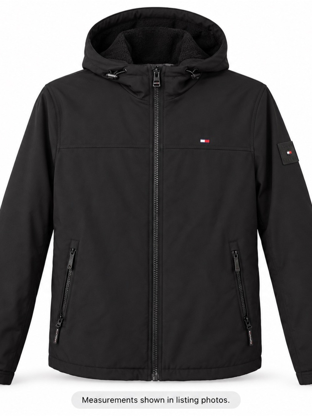Tommy Hilfiger Men’s M Black 3-Layer Hooded Softshell Water Resistant Jacket